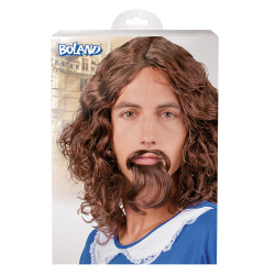 Pánská hnědá mušketýrská paruka s vousy